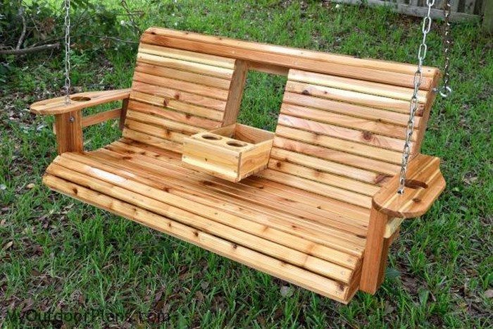 Build a wood porch swing with cup holders! | DIY projects 