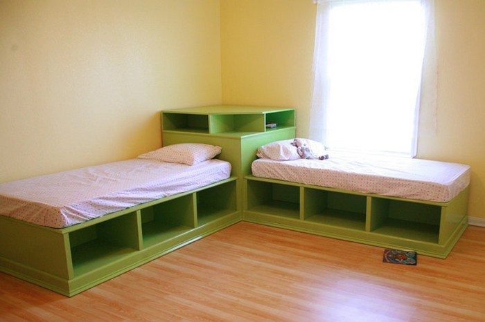 How To Build Twin Corner Beds With, How To Build A Twin Size Bed With Storage