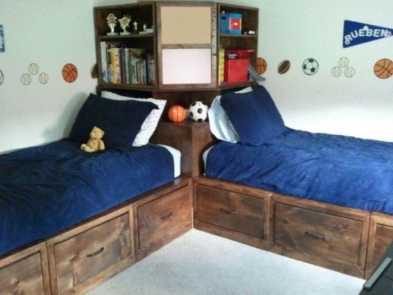 How to Build Twin Corner Beds With Storage | DIY projects ...