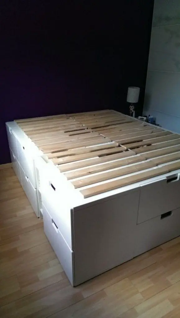 DIY Bed Platform from Kitchen Cabinets