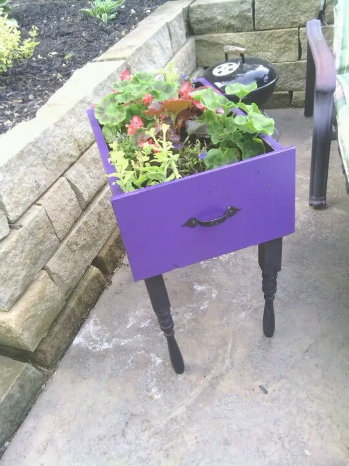 Old drawer turned into planter