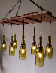 DIY Wine Bottle Chandelier