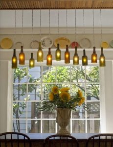 DIY Wine Bottle Chandelier