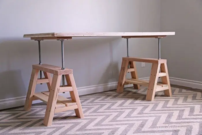 Adjustable Sawhorse Desk Coffee Table, How To Build An Adjustable Table