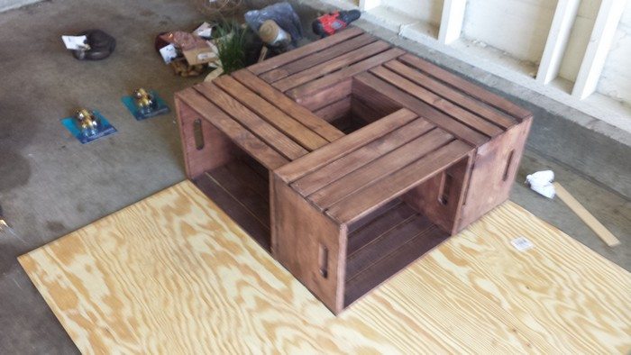 DIY Crate Coffee Table Steps Photo