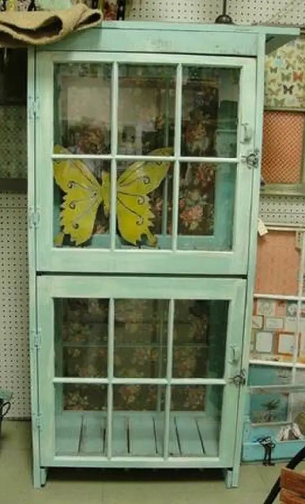 Old Window Pane Cabinet