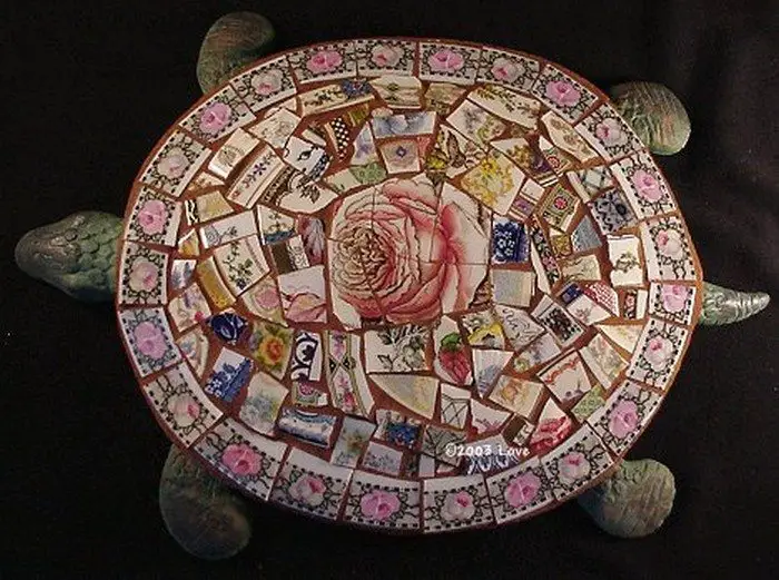 How do you make a broken china mosaic stepping stone?