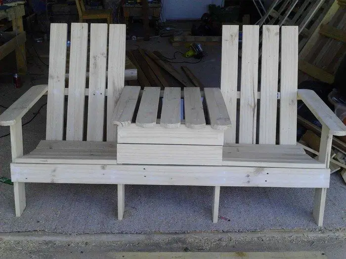 Double Chair Bench With Table