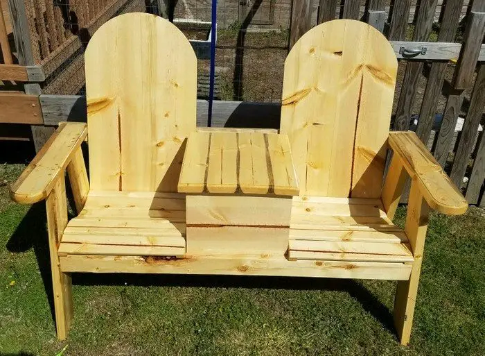 Double Chair Bench With Table