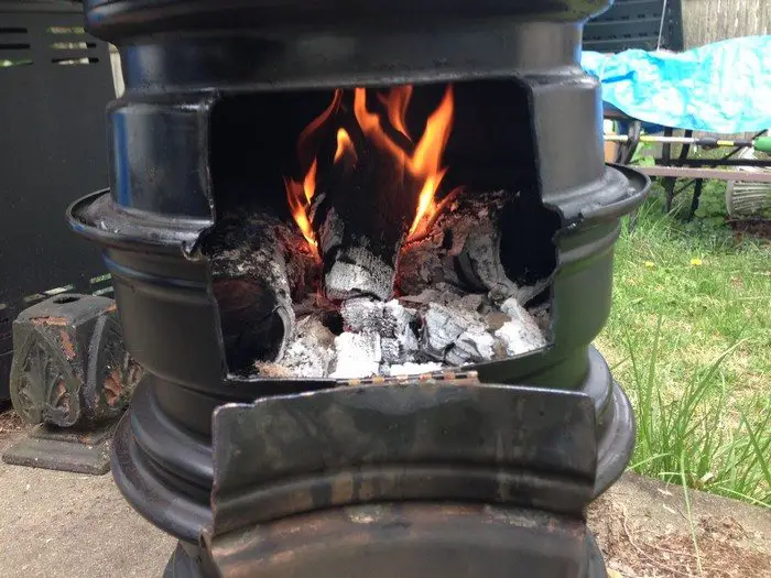 Recycled Tire Rim Stove