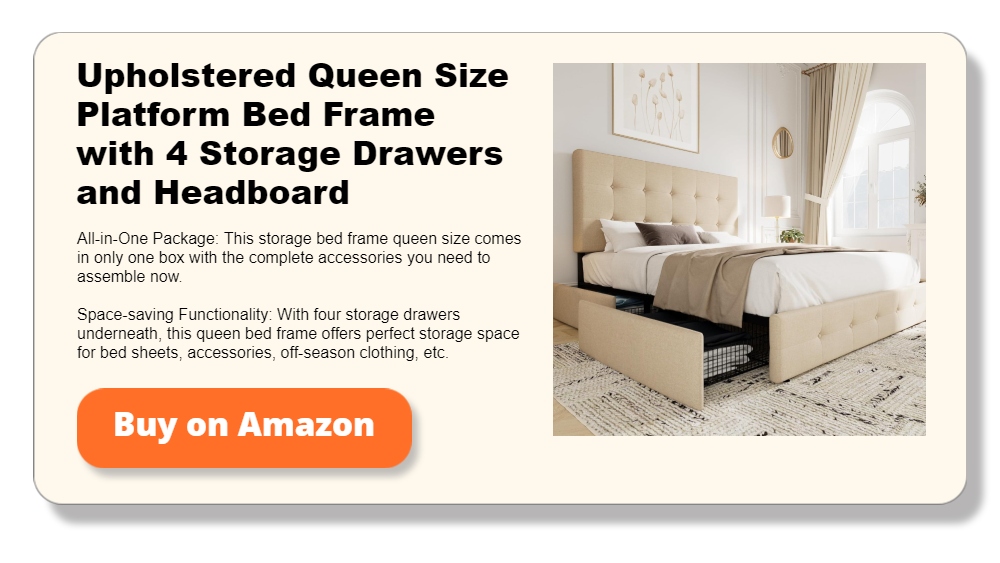 Upholstered Queen Size Platform Bed Frame with 4 Storage Drawers and Headboard