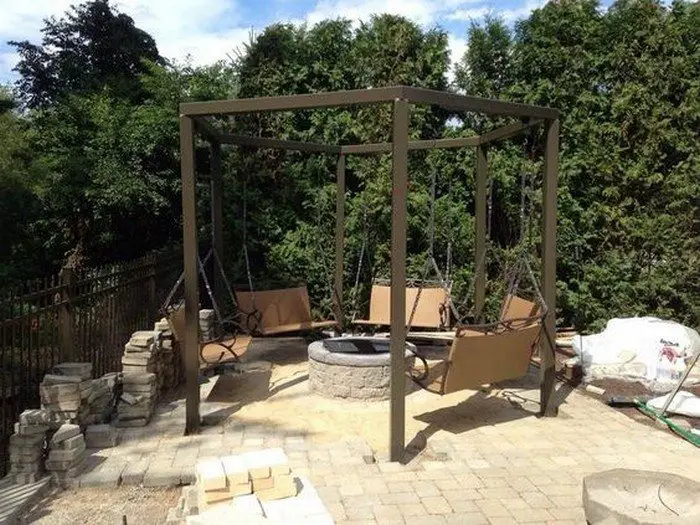 How to build a hexagonal swing with sunken fire pit | DIY ...