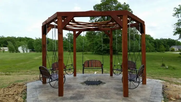 How to build a hexagonal swing with sunken fire pit | DIY ...