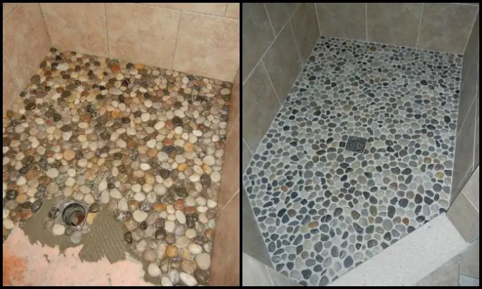 Bathroom With A Pebble Shower Floor, Is Pebble Tile Good For Shower Floor
