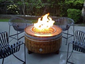 Wine Barrel Fire Pit Table