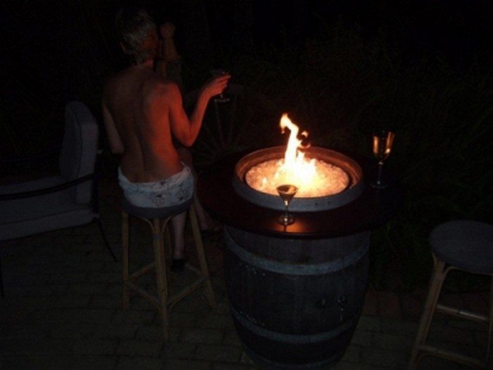Wine Barrel Fire Pit Table