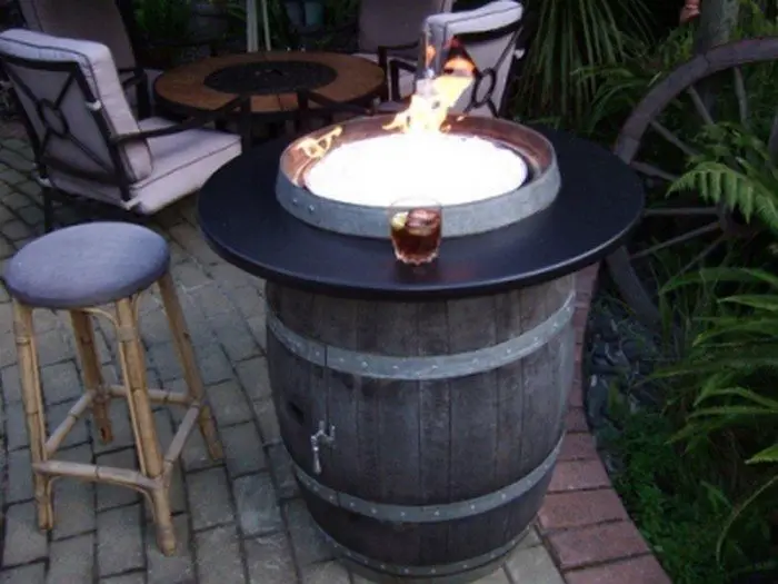 Wine Barrel Fire Pit Table