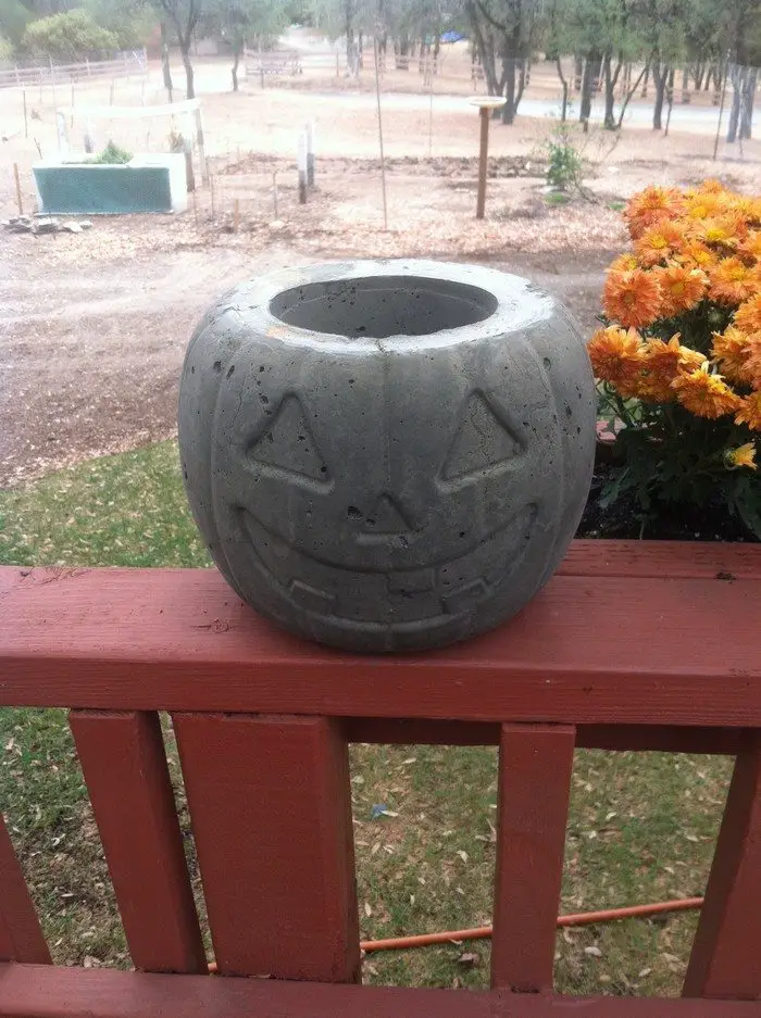 DIY Concrete Pumpkin Planter