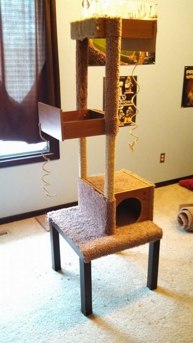 Build a unique and inexpensive cat tree using old drawers - DIY ...