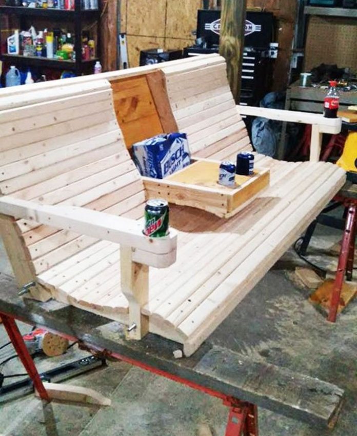 Handcrafting 101 Easy DIY Wood Porch Swing With Cup Holders!