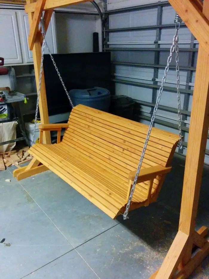 DIY Porch Swing Bench with Cup Holder