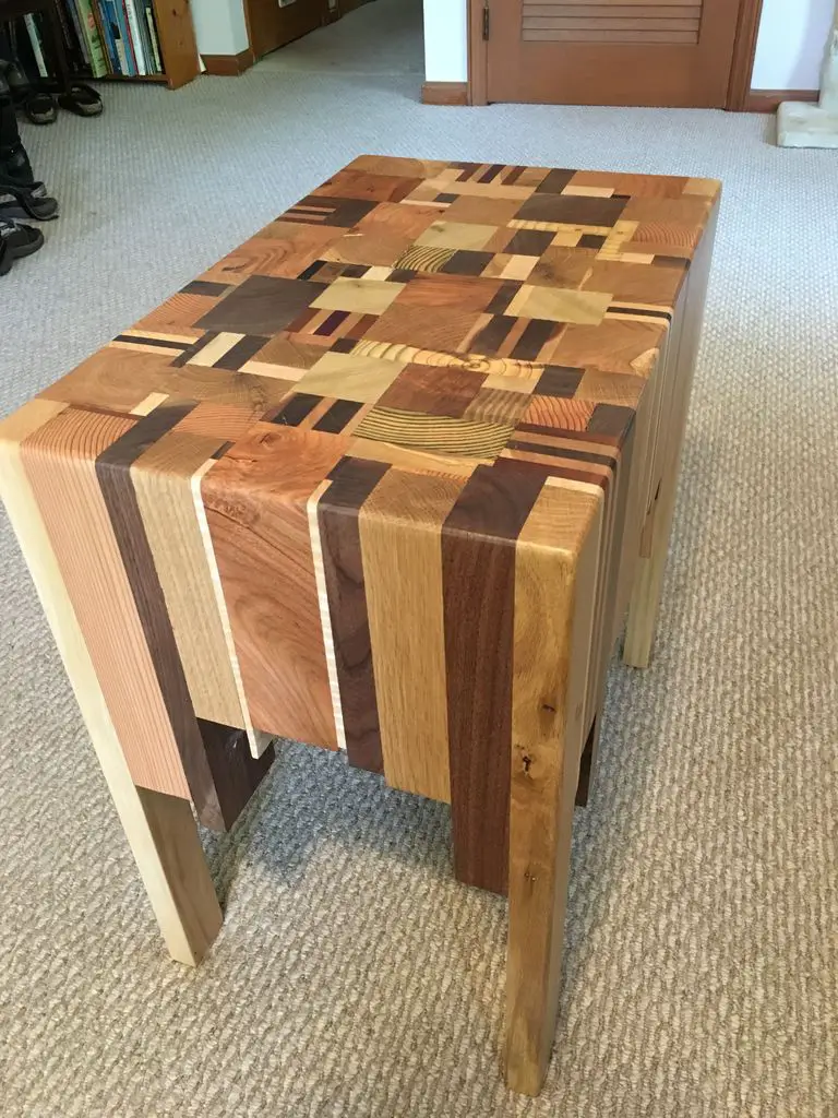 A full coffee end table made from scrap timber off-cuts.