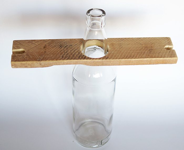 DIY wine bottle and glass holder