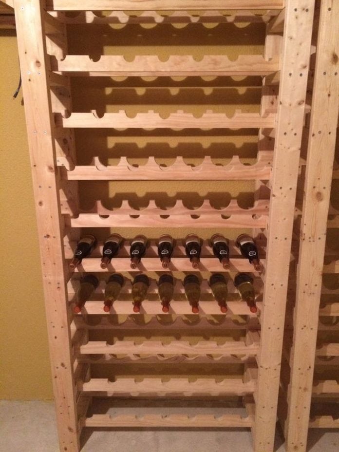 Reclaimed pallets as wine rack