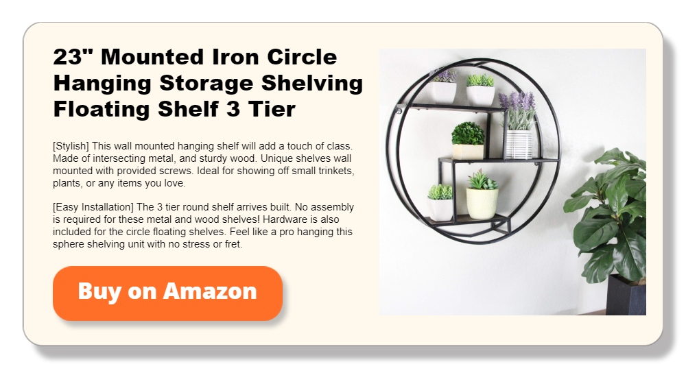 23_ Mounted Iron Circle Hanging Storage Shelving Floating Shelf 3 Tier