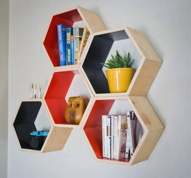Honeycomb shelves are fun and functional at the same time.