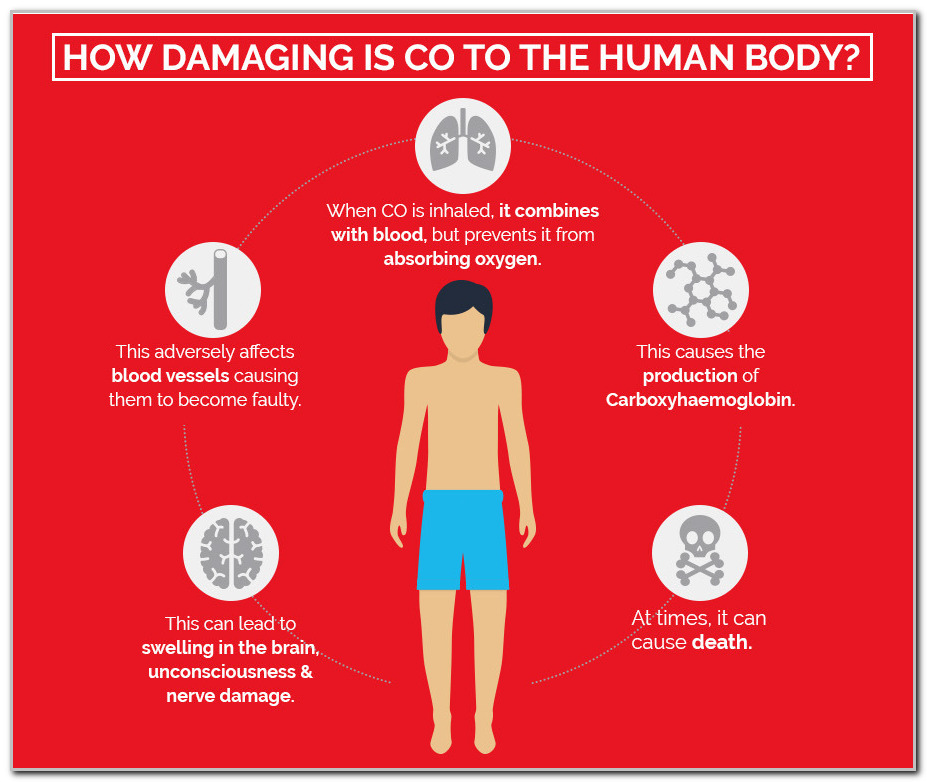 What happens to the body when you inhale carbon monoxide?