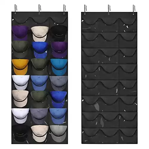 Hat Rack for Wall Door with 3 Hooks, 24 Deep Pockets