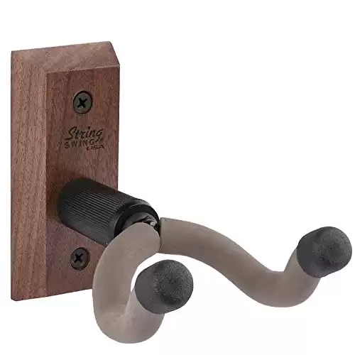 String Swing CC01K-BW Guitar Hanger and Wall Mount Bracket for Acoustic and Electric Guitars, Black Walnut
