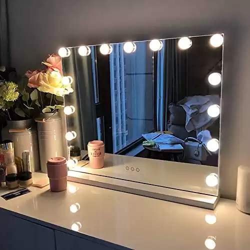 Hollywood Lighted Makeup Mirror with 15 Dimmable LED Bulbs