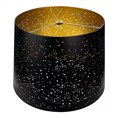 Drum Big Lampshades for Table Lamp and Floor Light, Sky Stars Design, 12x14x10 inch, Spider (Black/Gold)
