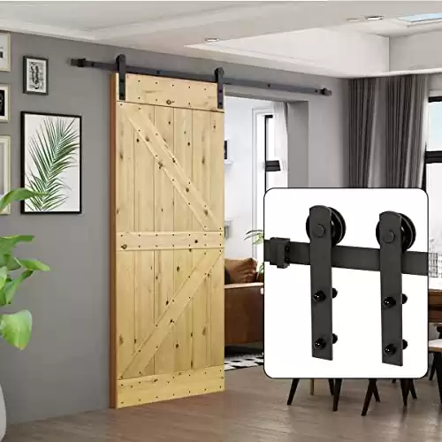 6 Ft Sliding Barn Door Hardware Kit -Heavy Duty Sturdy, Smoothly and Quietly -Easy to Install - Fit 36"-40" Wide Door Panel (I Shape Hanger)