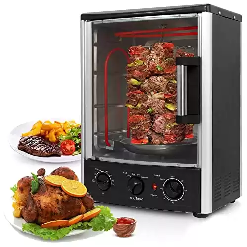 NutriChef Rotisserie Oven, 13.4 x 18.9 x 12.2 inches, Black