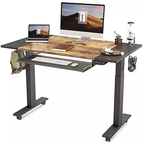 Dual Motor Height Adjustable Electric Standing Desk with Keyboard Tray