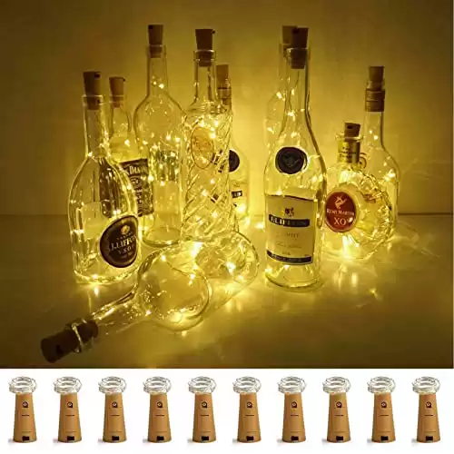 Wine Bottle Lights with Cork, 10 Pack Battery Operated LED Fairy String Lights