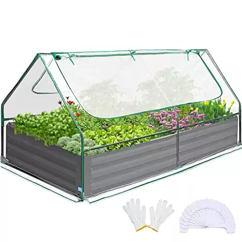Galvanized Raised Garden Bed with Greenhouse Cover