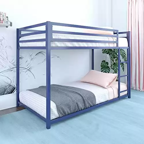 DHP Miles Metal Bunk Bed, Blue, Twin over Twin