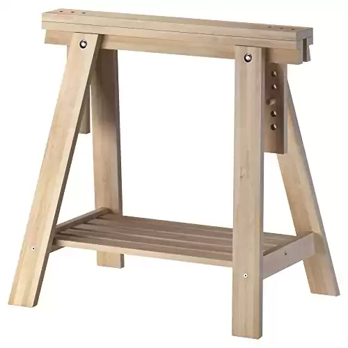IKEA Beech Wood Desk Table Leg Trestle with Shelf, Height and Angle Adjustable