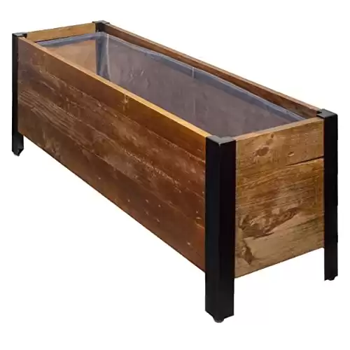 Recycled Wood Rectangular Garden Planter - 37” x 13” x 15”