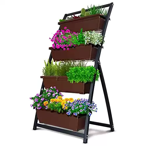 Vertical Garden Freestanding Planters With 4 Container Boxes