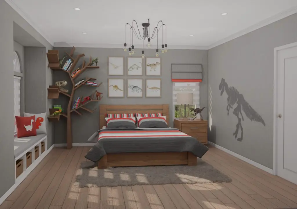 An image of a dinosaur boy bedroom design.