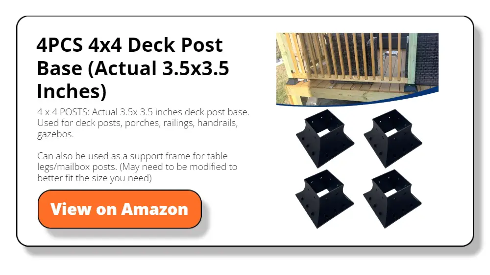 4PCS 4x4 Deck Post Base (Actual 3.5x3.5 Inches)