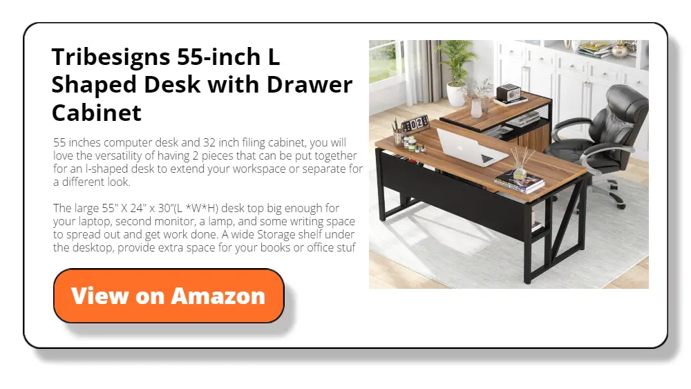 Tribesigns 55-inch L Shaped Desk with Drawer Cabinet
