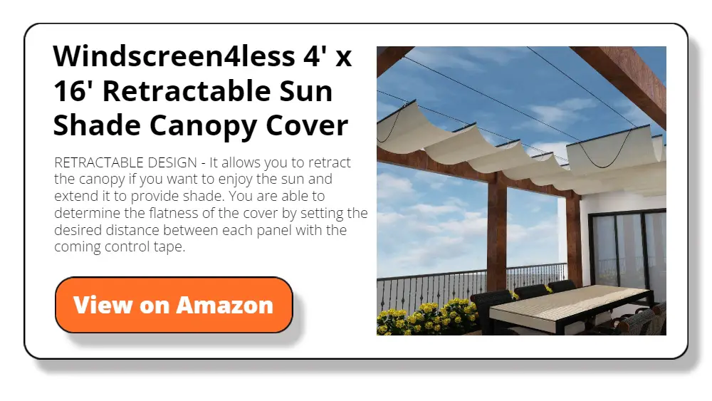 Windscreen4less 4' x 16' Retractable Sun Shade Canopy 
