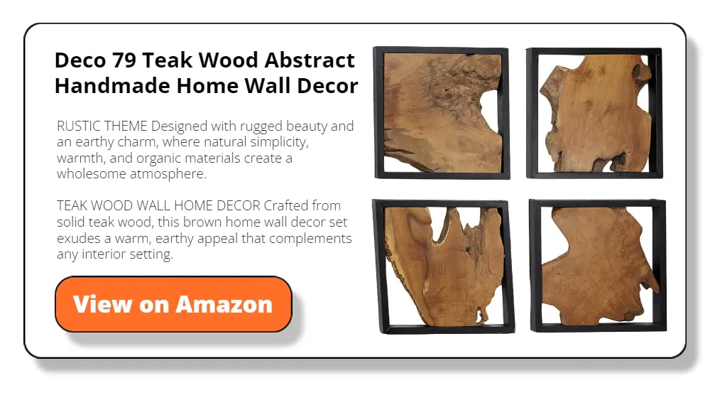 Deco 79 Teak Wood Abstract Handmade Home Wall 