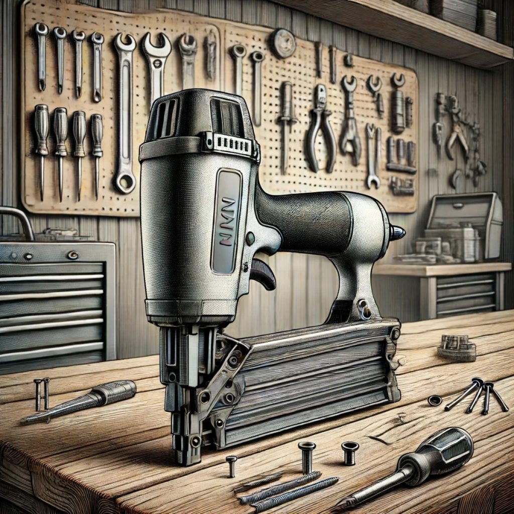 An image of a Brad Nailer in woodwork shop.